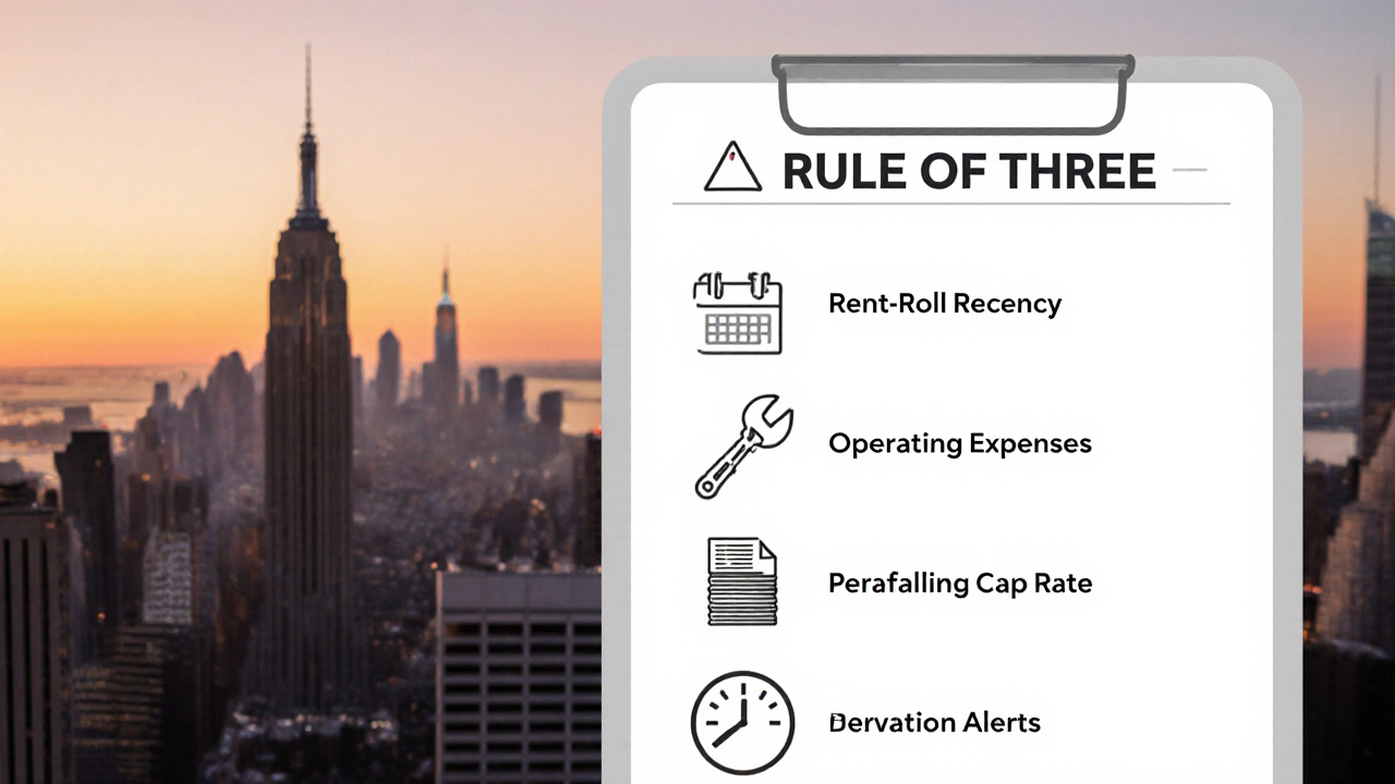 Flat‑design checklist icons for steps to validate the Rule of Three.