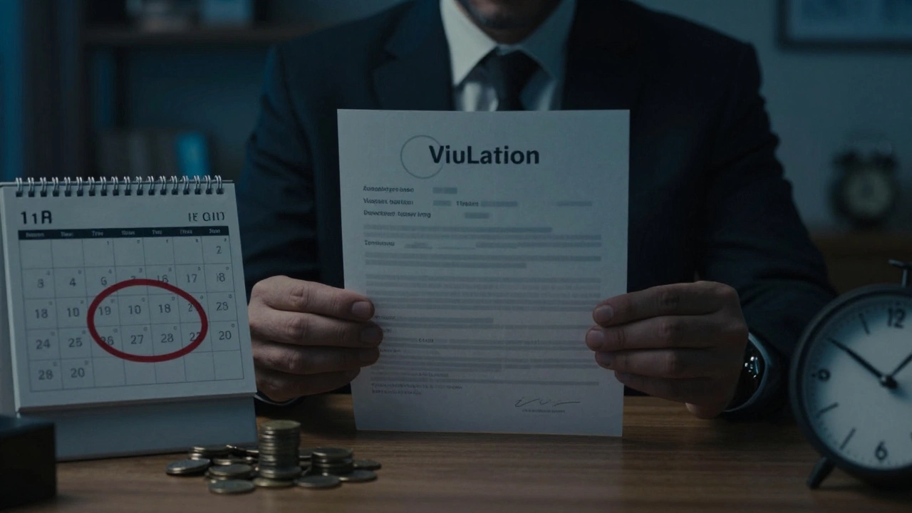 Landlord holding blurred violation notice with calendar