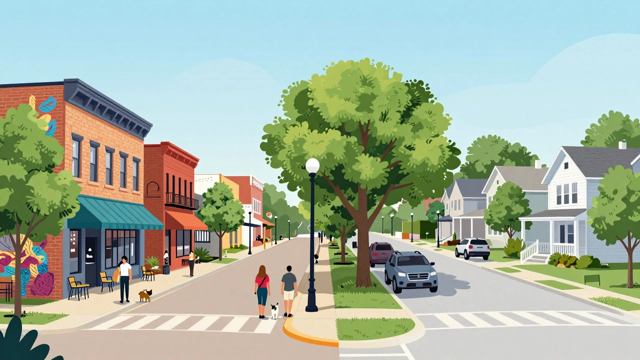 Contrast between trendy East Austin and quiet suburbs