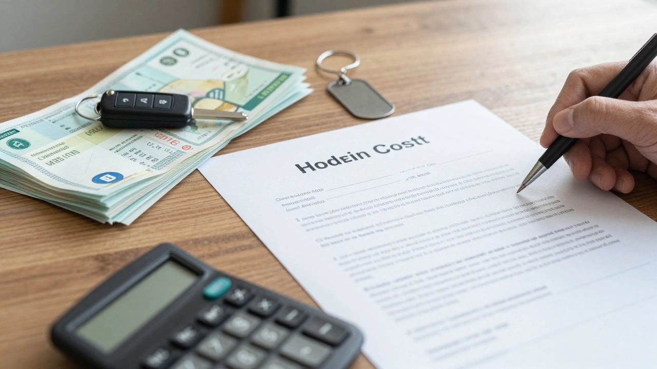 Lease agreement with symbols of hidden rental costs