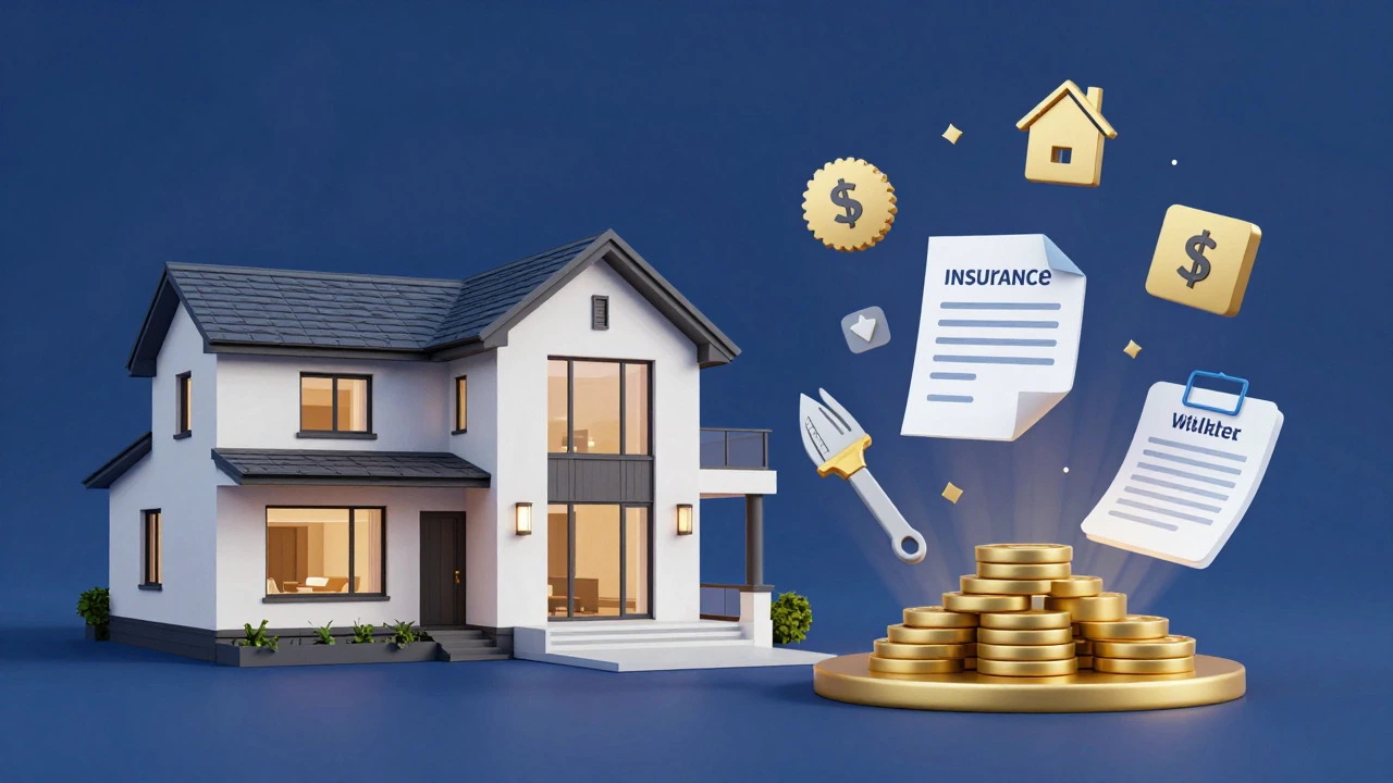Abstract illustration showing villa ownership costs like taxes and maintenance