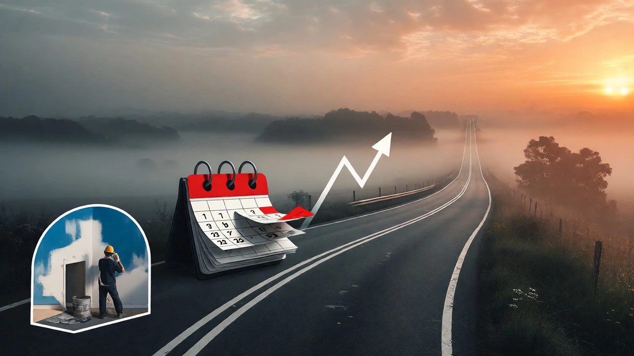A winding road through mist representing the long timeline to real estate profitability.