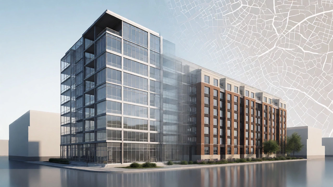 Architectural visualization contrasting market-rate and affordable housing designs