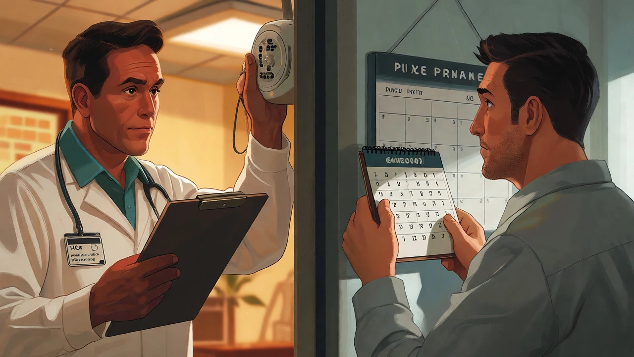 Apartment inspection scene showing inspector and worried landlord